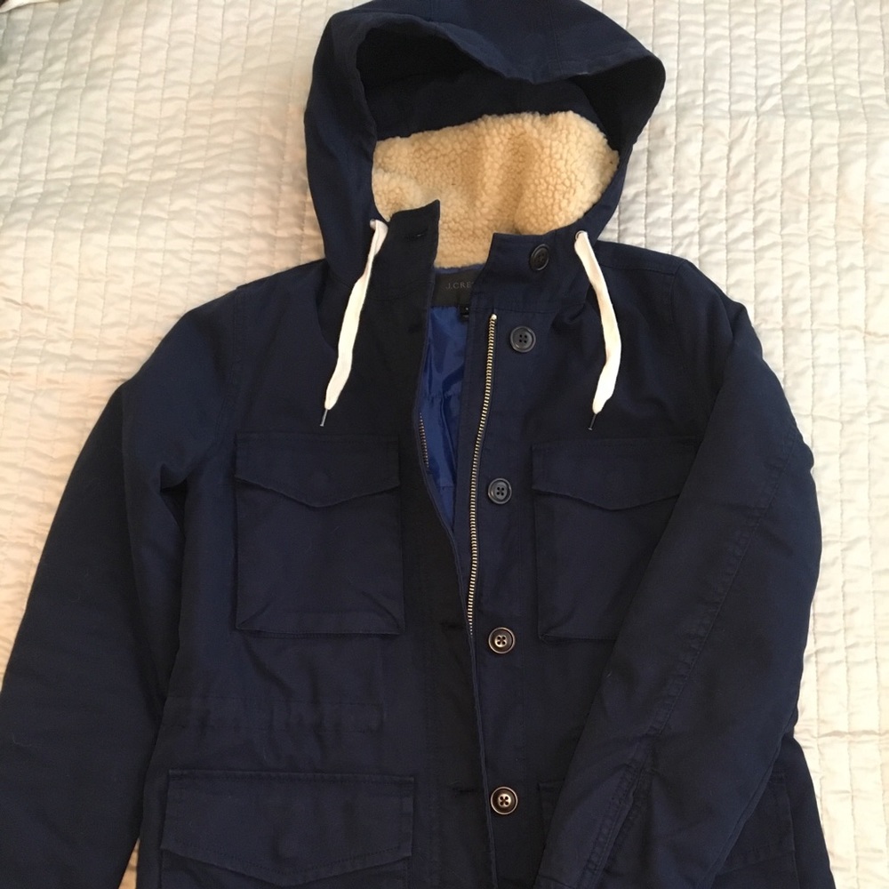Never worn. Like new. J.Crew hooded parka/jacket